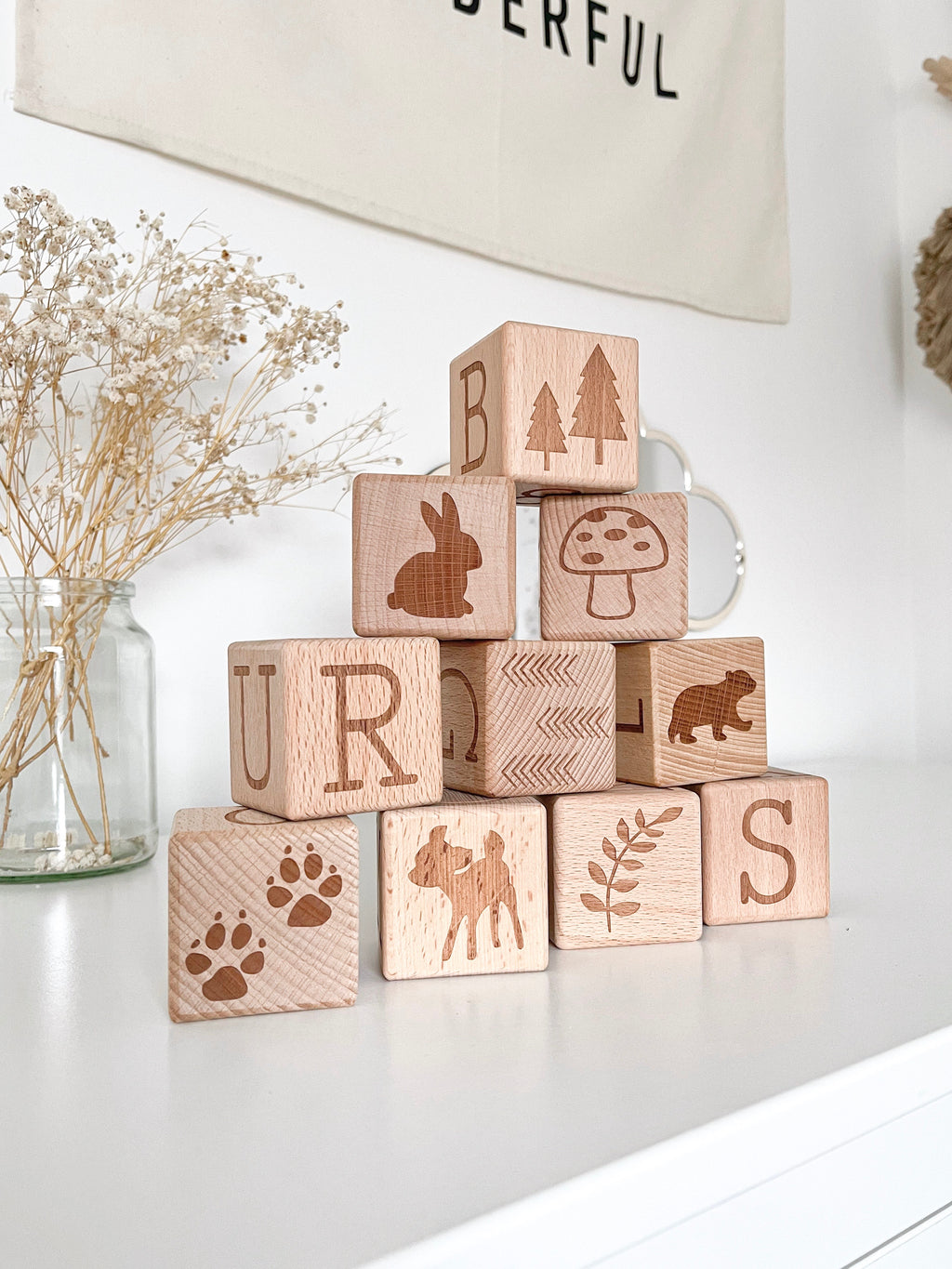 picture alphabet blocks and crate gift set