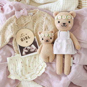 Baby Honey Bear - Ivory Floral - Cuddle + Kind