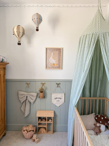 Gingham Bed Canopy - Cottage Green
