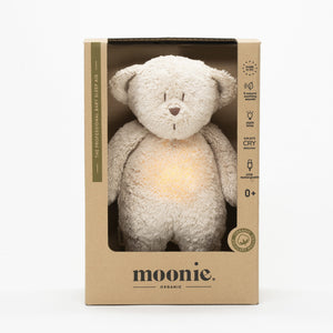 Moonie Organic Humming Teddy Bear Night Light - Sand