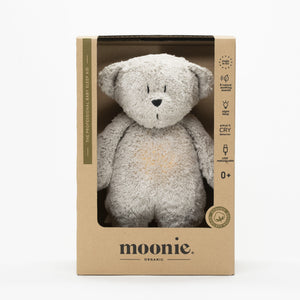 Moonie Organic Humming Teddy Bear Night Light - Mineral Grey