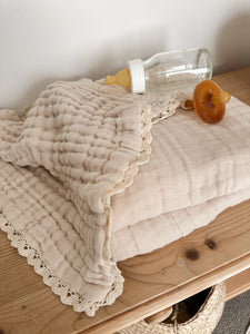 The Mini Comforter - 9 Layer Gauze Blanket - Dummy Holder - Oat