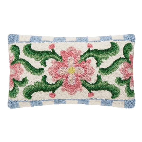Vintage Floral Tile Hook Pillow - Peking Handicraft