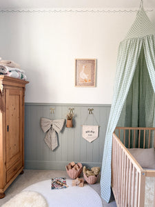 Gingham Bed Canopy - Cottage Green