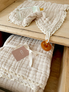 The Mini Comforter - 9 Layer Gauze Blanket - Dummy Holder - Oat