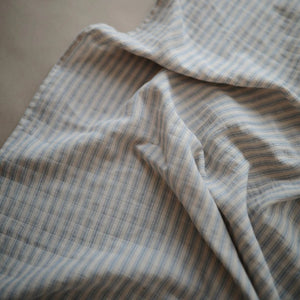Organic Cotton Muslin Swaddle Blanket - Blue Stripe - Mushie