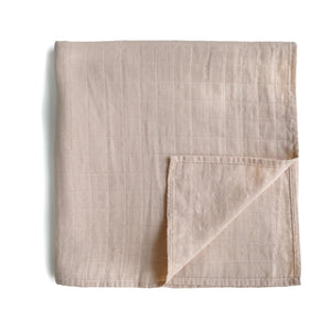 Organic Cotton Muslin Swaddle Blanket - Mushie (Various Colours)