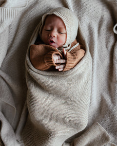 Hvid Knitted Baby Cocoon Merino Wool