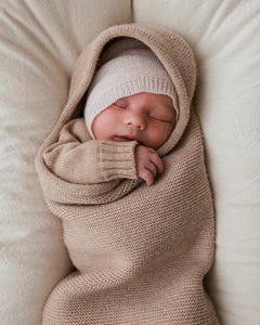 Hvid Knitted Baby Cocoon Merino Wool