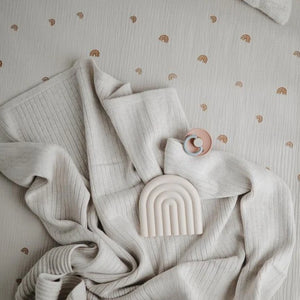 Ribbed Knitted Baby Blanket - Ribbed Beige - Mushie