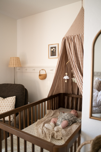 Gingham Bed Canopy - Teddybear Brown