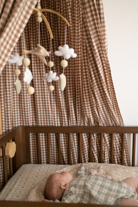 Gingham Bed Canopy - Teddybear Brown