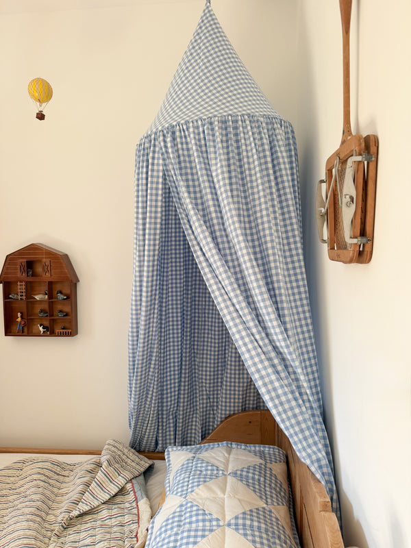 Gingham Bed Canopy - Sailor Blue