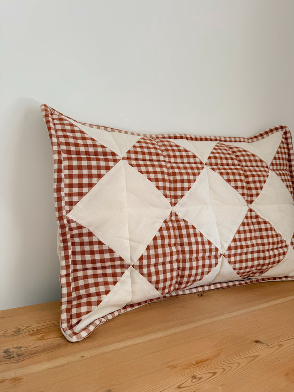 Patchwork Pillowcase - Barn Red Gingham