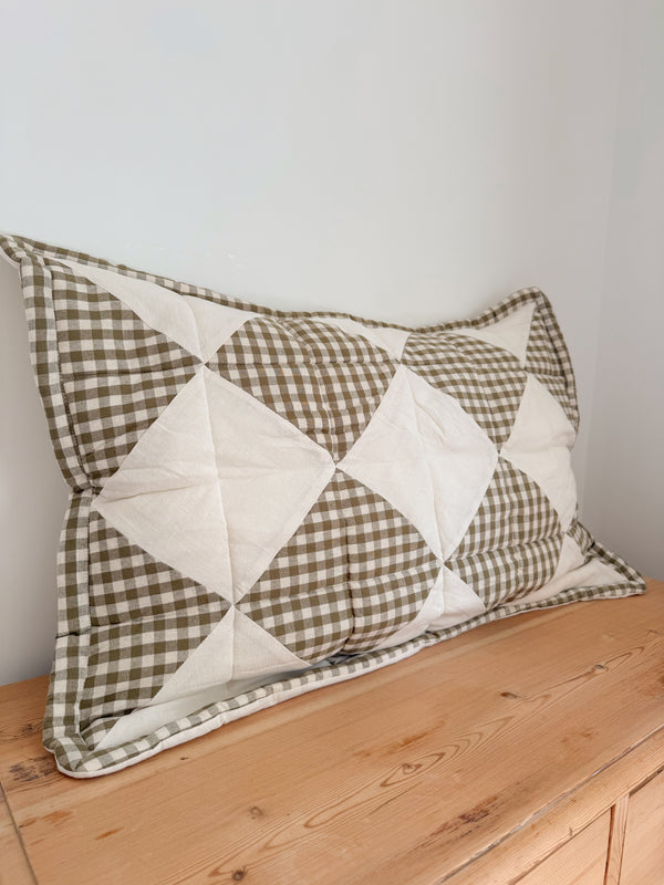 Patchwork Pillowcase - Farmhouse Green Gingham