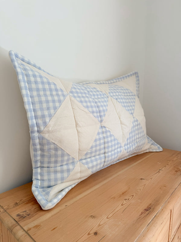 Patchwork Pillowcase - French Powder Blue Gingham