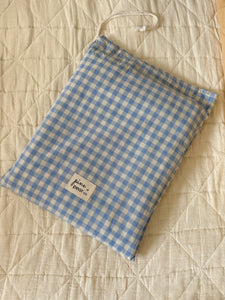 Gingham Bed Canopy - Sky Blue