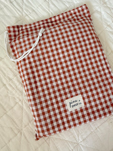 Gingham Bed Canopy - Barn Red