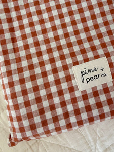 Gingham Bed Canopy - Barn Red