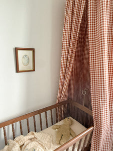 Gingham Bed Canopy - Barn Red