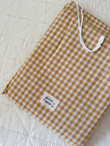 Gingham Bed Canopy - Mustard Yellow