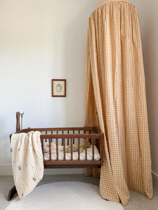 Gingham Bed Canopy - Mustard Yellow