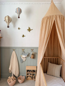 Gingham Bed Canopy - Mustard Yellow