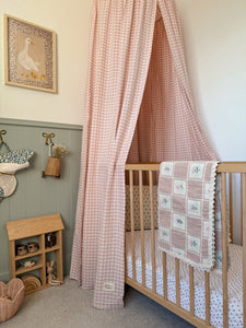 Gingham Bed Canopy - Blossom Pink