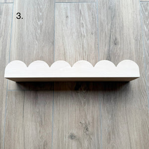 SECONDS - Scallop Shelf - Scalloped Edge Natural Wooden Shelving - Pine + Pear