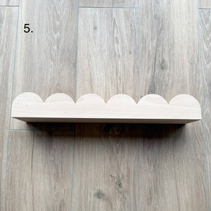 SECONDS - Scallop Shelf - Scalloped Edge Natural Wooden Shelving - Pine + Pear