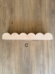SECONDS - Scallop Shelf - Scalloped Edge Natural Wooden Shelving - Pine + Pear