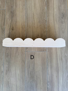 SECONDS - Scallop Shelf - Scalloped Edge Natural Wooden Shelving - Pine + Pear