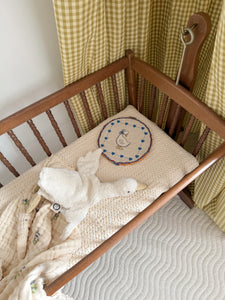 The Heirloom Blanket - Blueberries - 9 Layer Gauze Blanket with Lace Trim - Buttermilk