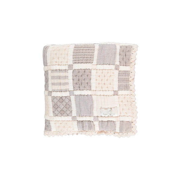 Mia Patchwork Blanket - Taupe - Bebe Organic