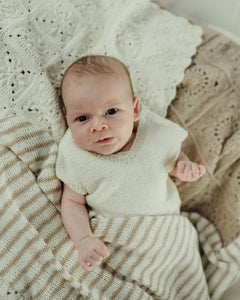 Knitted Crochet Striped Blanket - Gooseberry Fool