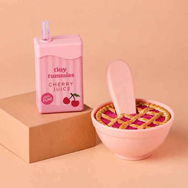 Tiny Tummies - Cherry Pie Bowl & Cherry Juice Box Set - Tiny Harlow