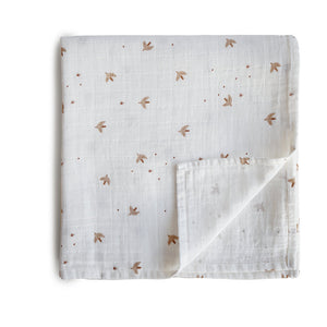 Organic Cotton Muslin Swaddle Blanket - Sparrows - Mushie