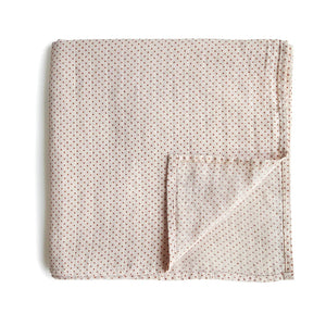 Organic Cotton Muslin Swaddle Blanket - Caramel Polka Dot - Mushie