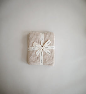 Beige Honeycomb Knit Blanket - Mushie