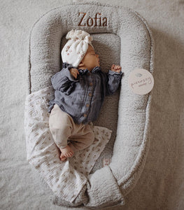 Personalised Teddy Boucle Baby Nest - Grey