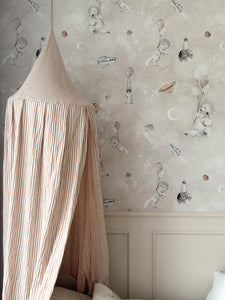 Bed Canopy - Beige Stripes