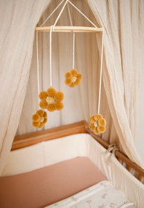 Pompon Daisy Baby Mobile - Mustard