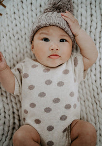 Short Sleeve Baby Suit - Taupe Spot - Miann & Co