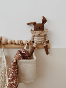Main Sauvage - Bunny Knit Toy - Sand Striped Romper