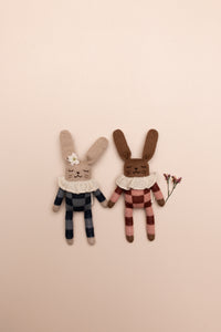 Main Sauvage - Bunny Knit Toy - Sienna Check Pyjamas