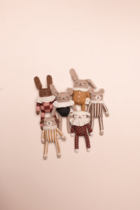 Main Sauvage - Bunny Knit Toy - Sienna Check Pyjamas