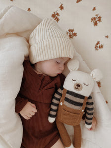 Main Sauvage - Large Polar Bear Knit Toy - Nut Overalls