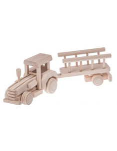Wooden Tractor Toy with Trailer