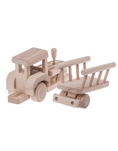 Wooden Tractor Toy with Trailer